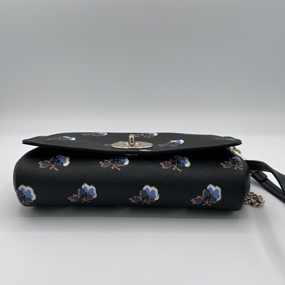 AUTHENTIC COACH F35882 QUINN CROSSBODY BRAMBLE ROSE PRINT BLACK CANVAS GOLD - Picture 7 of 16